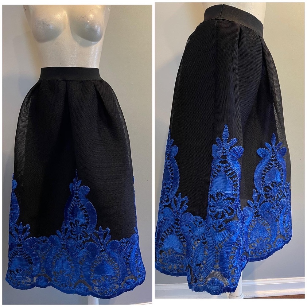 BLUE BLACK MESH SKIRT - Picture 4 of 6
